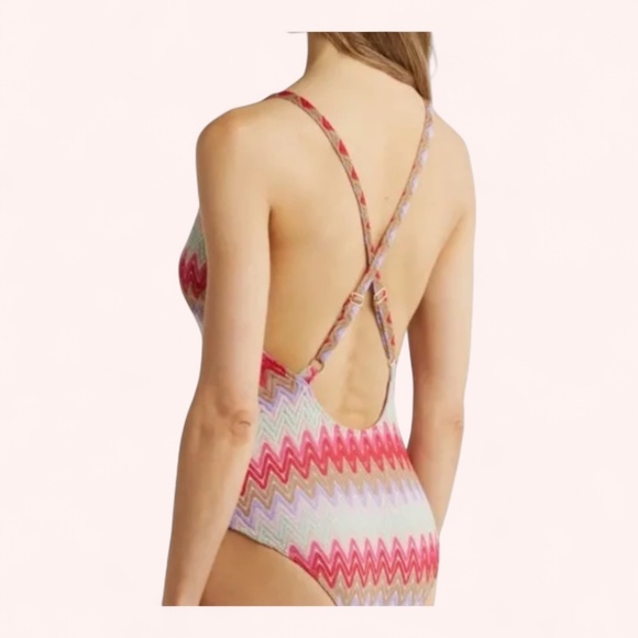 Show Me Your Mumu Colorful Cute Chevron Biarritz Zigzag Knit Bodysuit NWT Size S - Picture 2 of 5